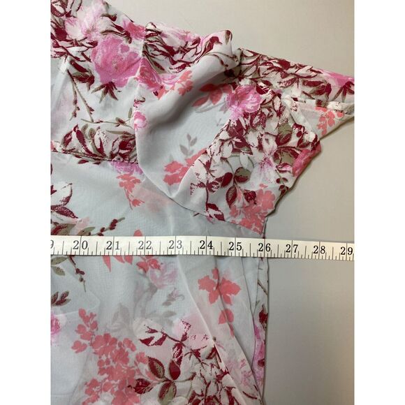 New Roaman's 2 Pcs Tunic Blouse Set Sz 20 Pearl Grey Blooming Rose Button Front - Picture 13 of 14